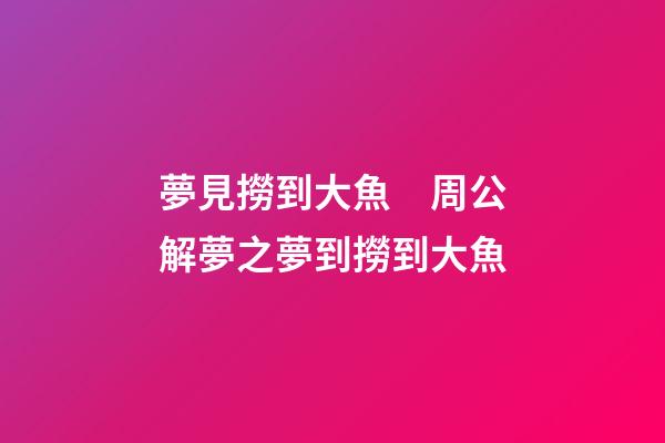 夢見撈到大魚　周公解夢之夢到撈到大魚